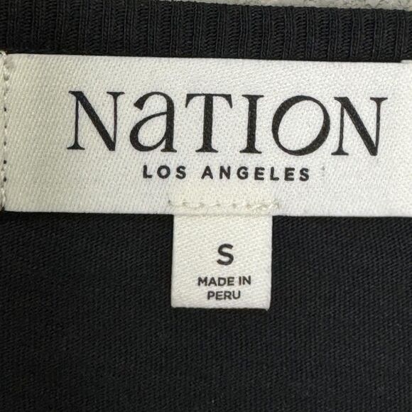 Nation Los Angeles Lian Shirt Small Black Pima Cotton Long Sleeve Notch V Neck - Picture 4 of 9